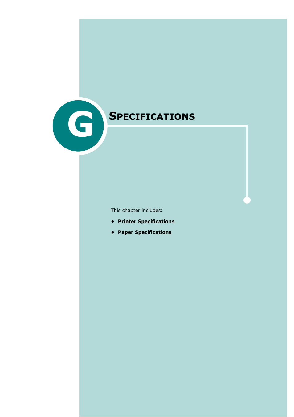 Specifications, Appendix g | Tally Genicom Tally Mono Laser T9220 User Manual | Page 218 / 231