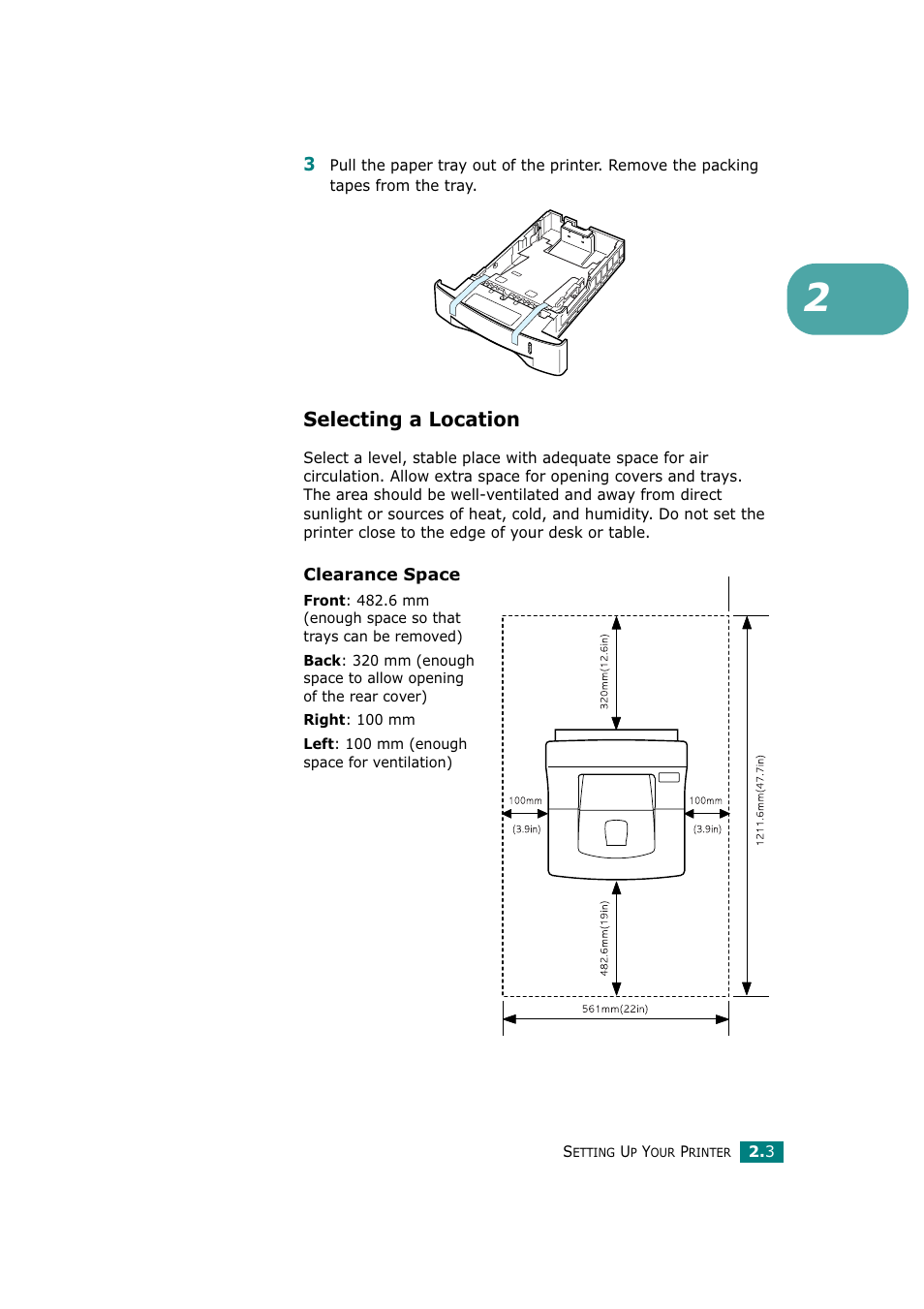 Selecting a location | Tally Genicom Tally Mono Laser T9220 User Manual | Page 22 / 231
