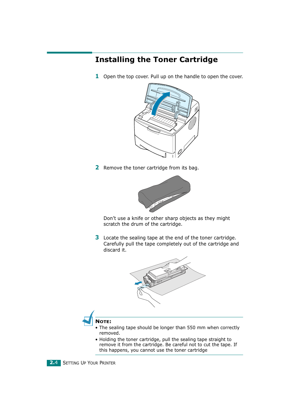 Installing the toner cartridge | Tally Genicom Tally Mono Laser T9220 User Manual | Page 23 / 231