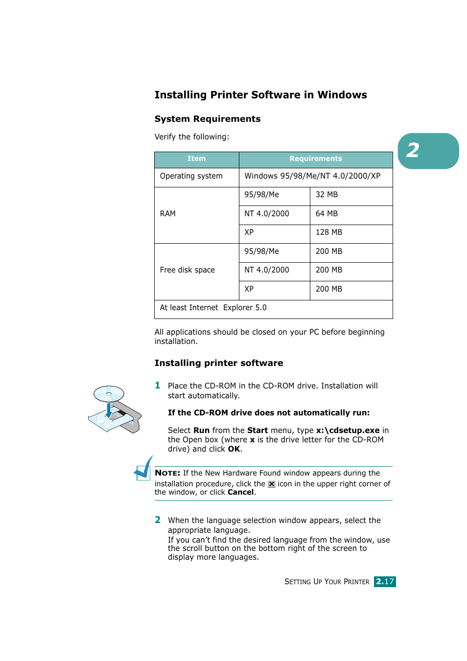 Installing printer software in windows | Tally Genicom Tally Mono Laser T9220 User Manual | Page 36 / 231
