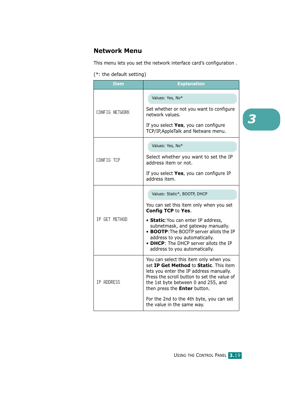 Network menu | Tally Genicom Tally Mono Laser T9220 User Manual | Page 60 / 231