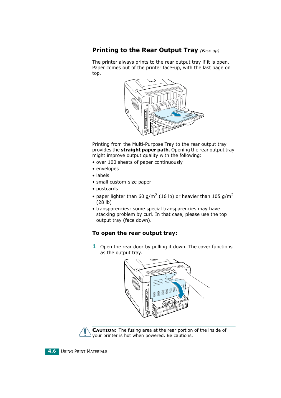 Printing to the rear output tray (face up), Printing to the rear output tray | Tally Genicom Tally Mono Laser T9220 User Manual | Page 69 / 231