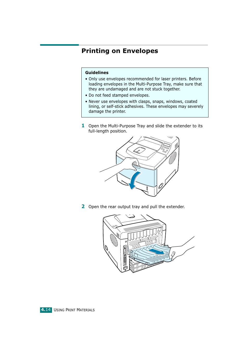 Printing on envelopes | Tally Genicom Tally Mono Laser T9220 User Manual | Page 77 / 231