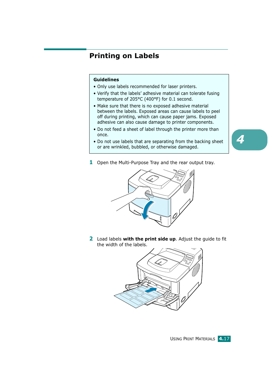 Printing on labels | Tally Genicom Tally Mono Laser T9220 User Manual | Page 80 / 231