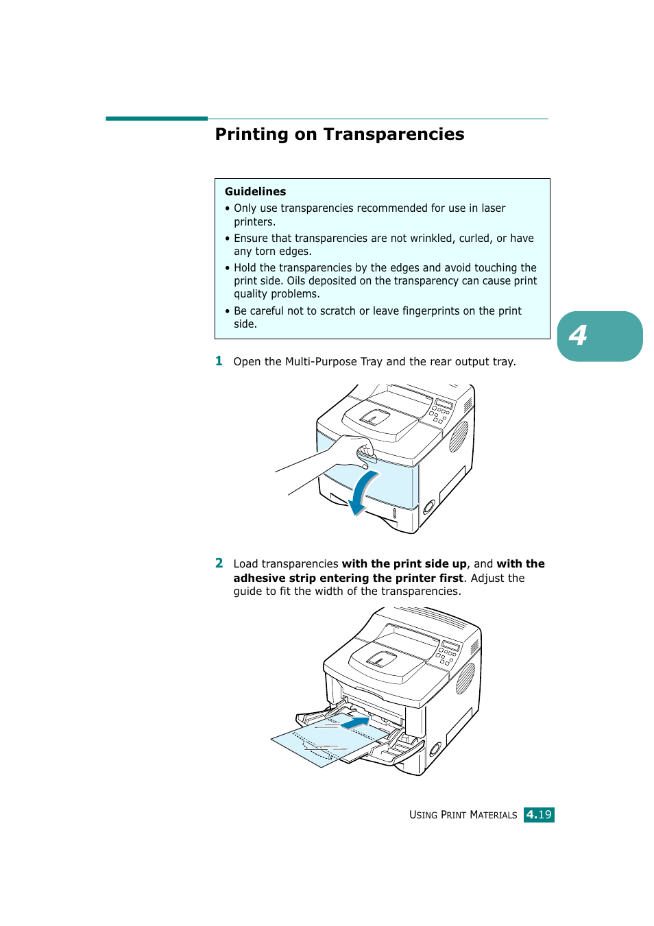 Printing on transparencies | Tally Genicom Tally Mono Laser T9220 User Manual | Page 82 / 231