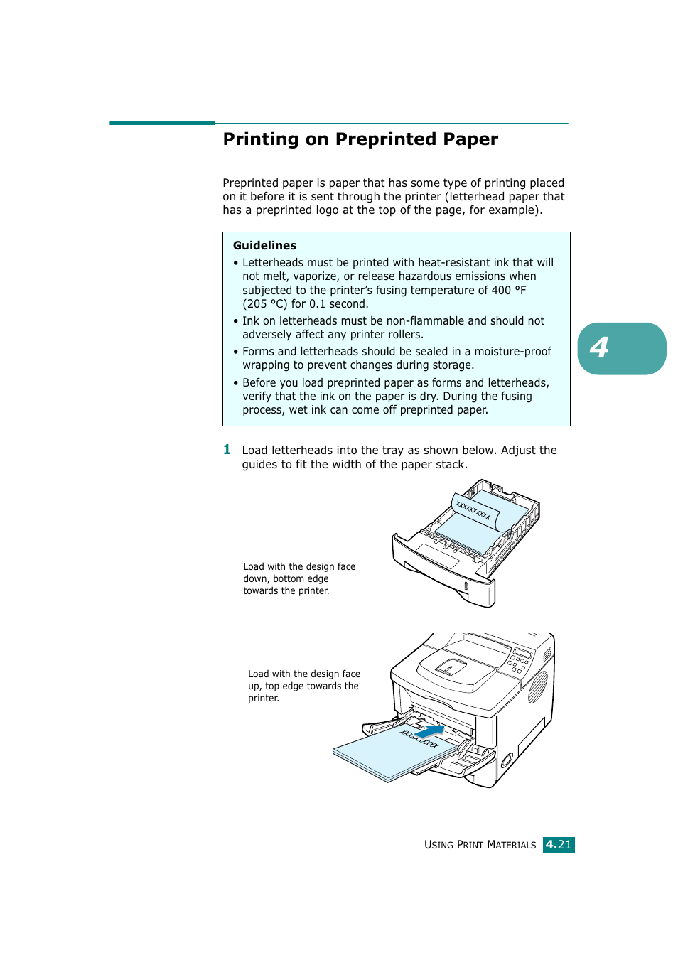 Printing on preprinted paper | Tally Genicom Tally Mono Laser T9220 User Manual | Page 84 / 231