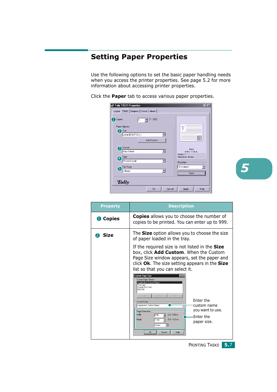 Setting paper properties | Tally Genicom Tally Mono Laser T9220 User Manual | Page 94 / 231
