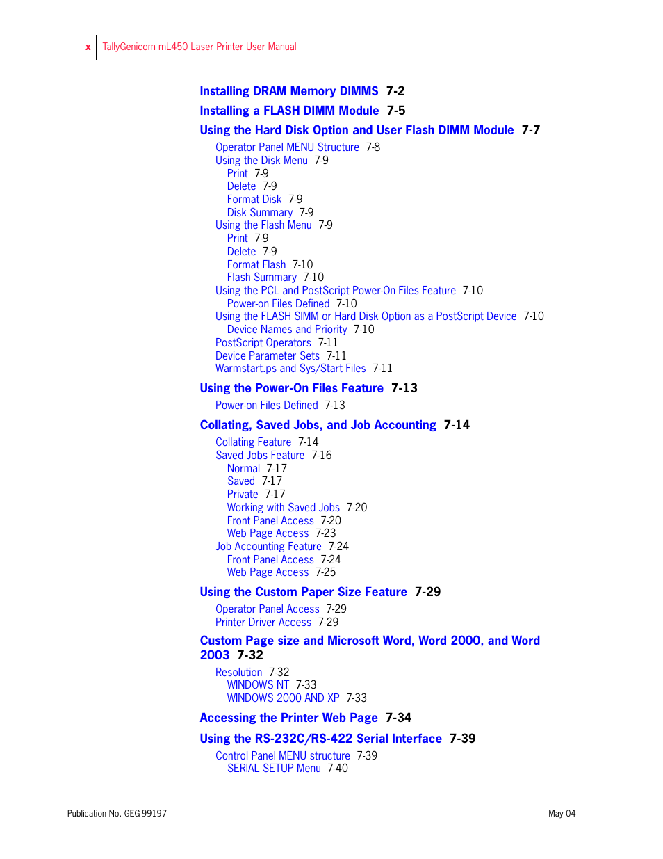 Tally Genicom mL450 User Manual | Page 10 / 232