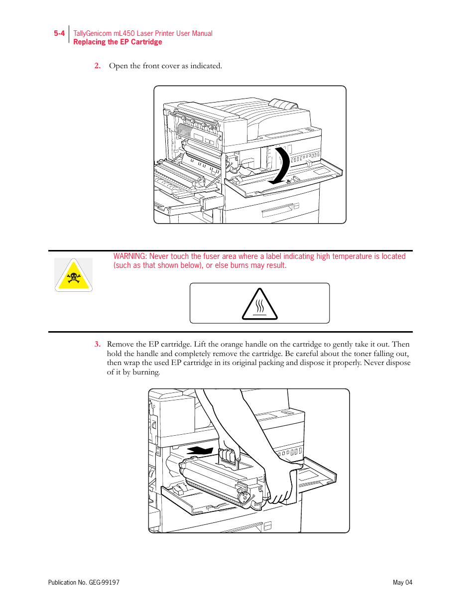 Tally Genicom mL450 User Manual | Page 112 / 232