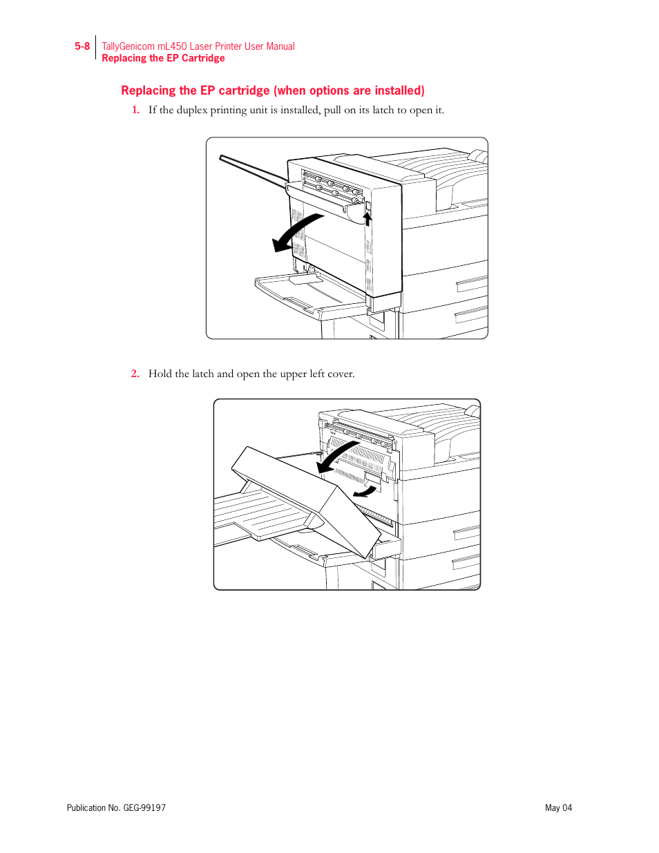 Tally Genicom mL450 User Manual | Page 116 / 232