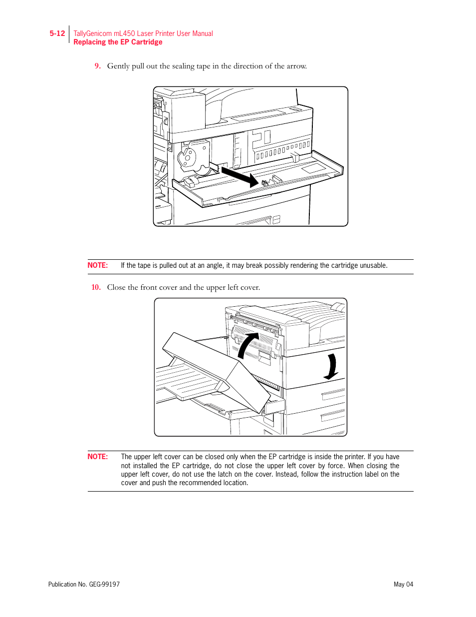 Tally Genicom mL450 User Manual | Page 120 / 232