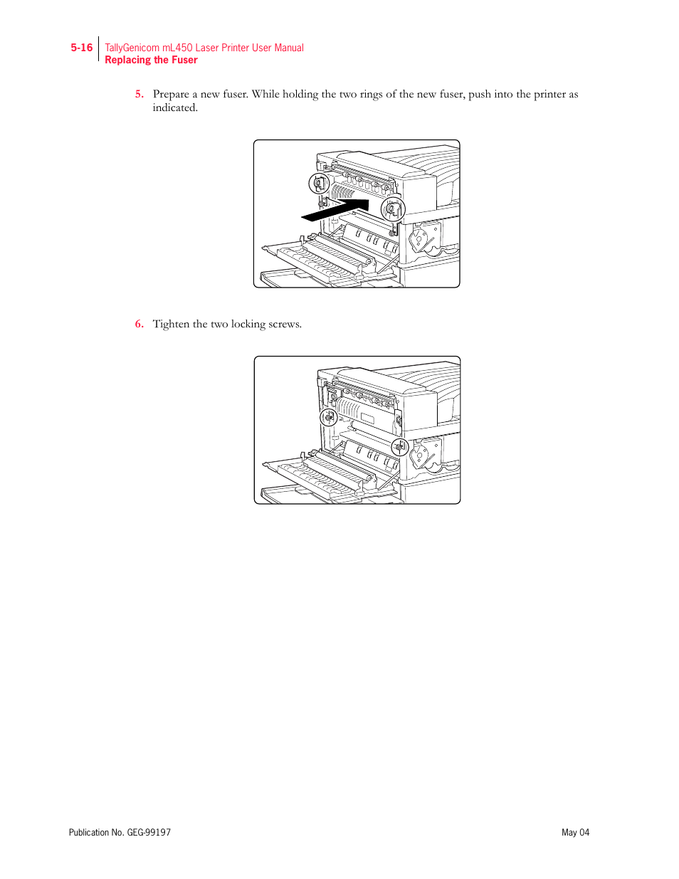 Tally Genicom mL450 User Manual | Page 124 / 232