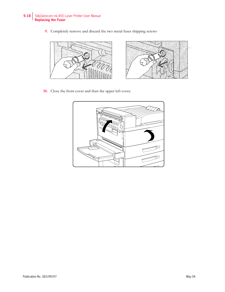 Tally Genicom mL450 User Manual | Page 126 / 232