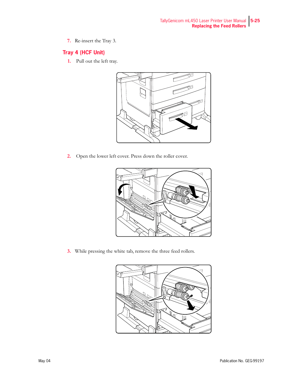 Tray 4 (hcf unit) | Tally Genicom mL450 User Manual | Page 133 / 232