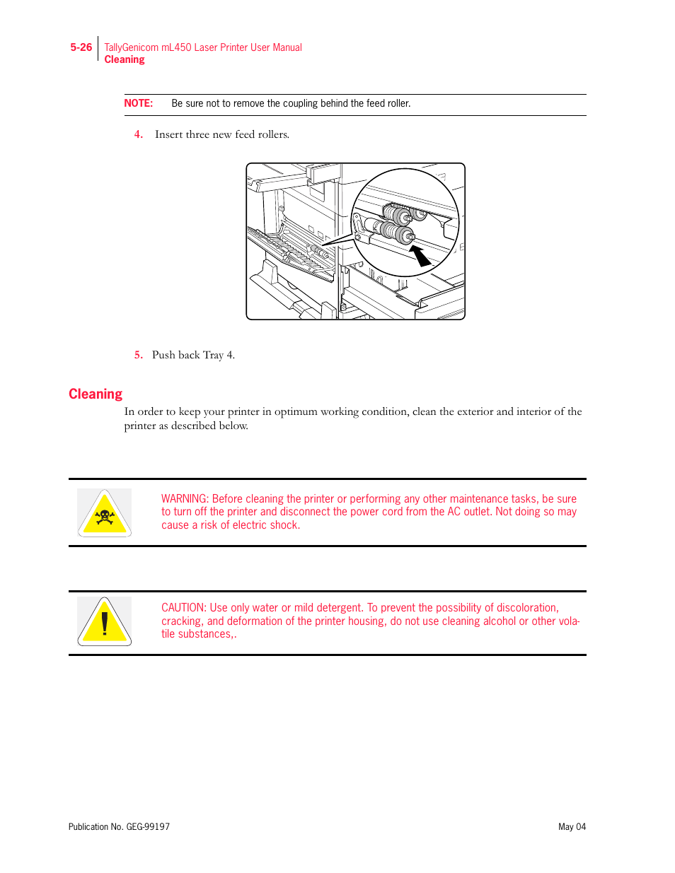 Cleaning | Tally Genicom mL450 User Manual | Page 134 / 232