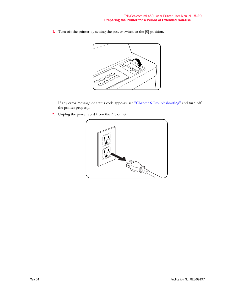 Tally Genicom mL450 User Manual | Page 137 / 232