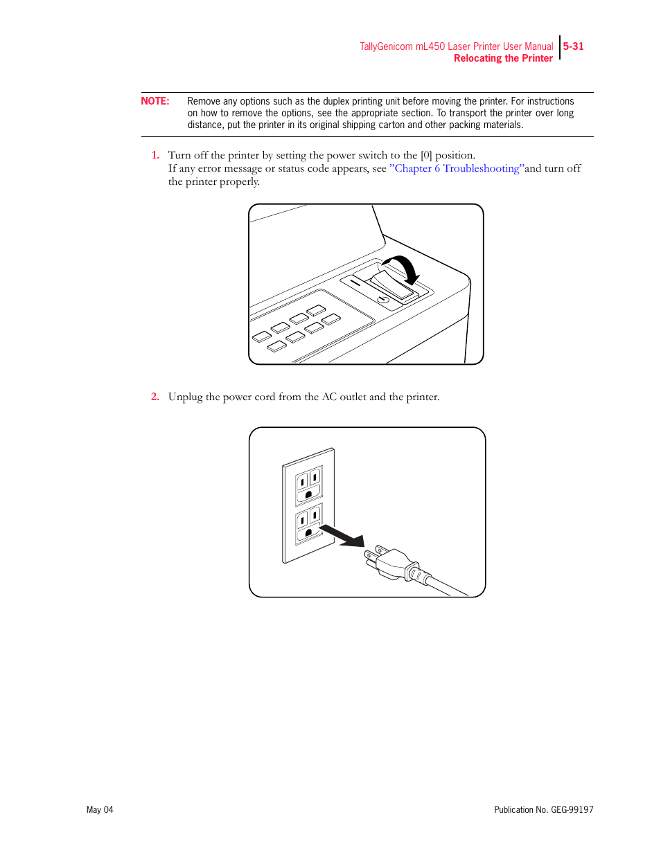 Tally Genicom mL450 User Manual | Page 139 / 232