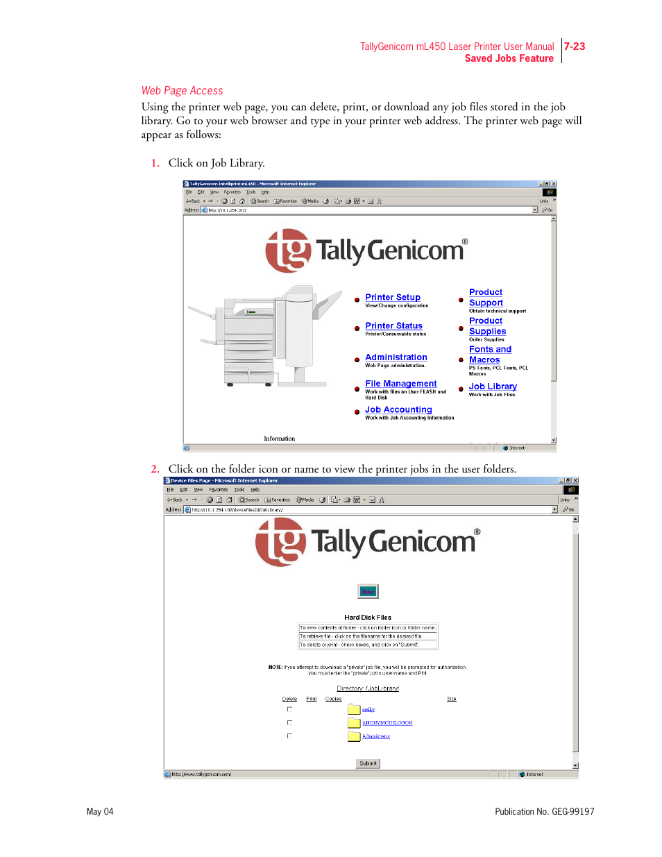 Tally Genicom mL450 User Manual | Page 195 / 232