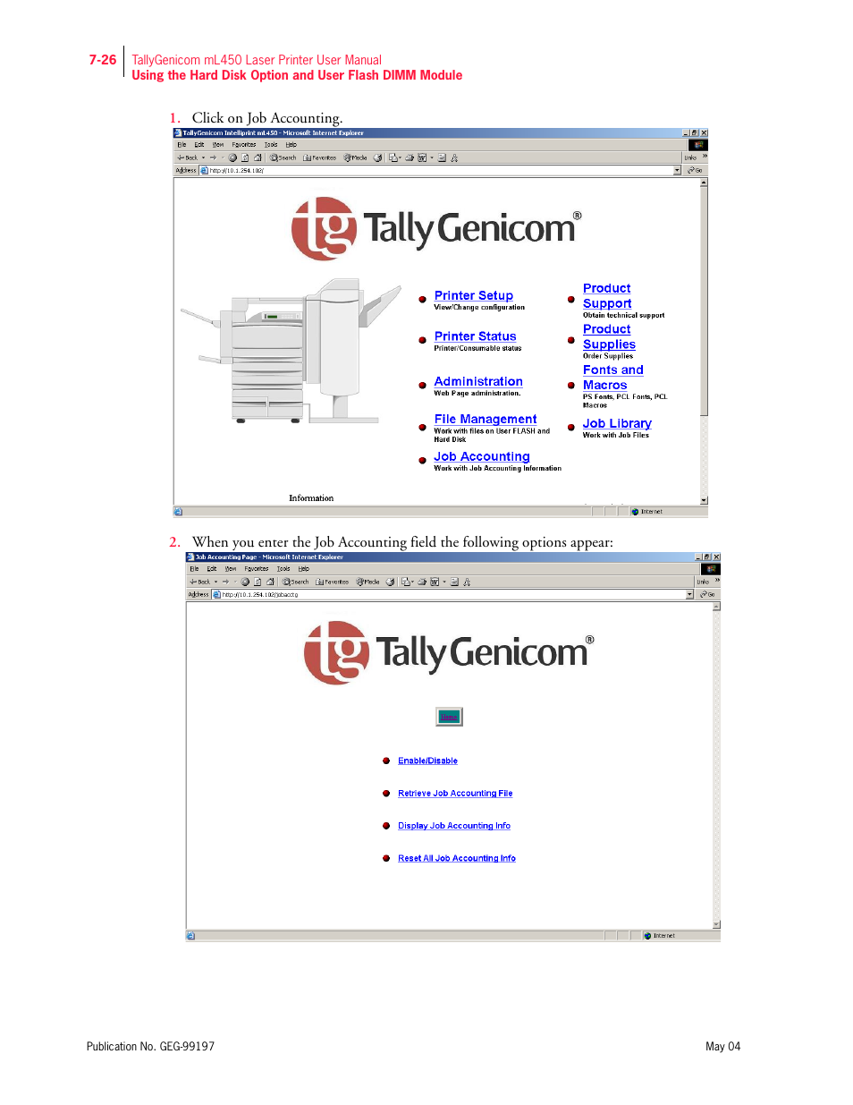 Tally Genicom mL450 User Manual | Page 198 / 232