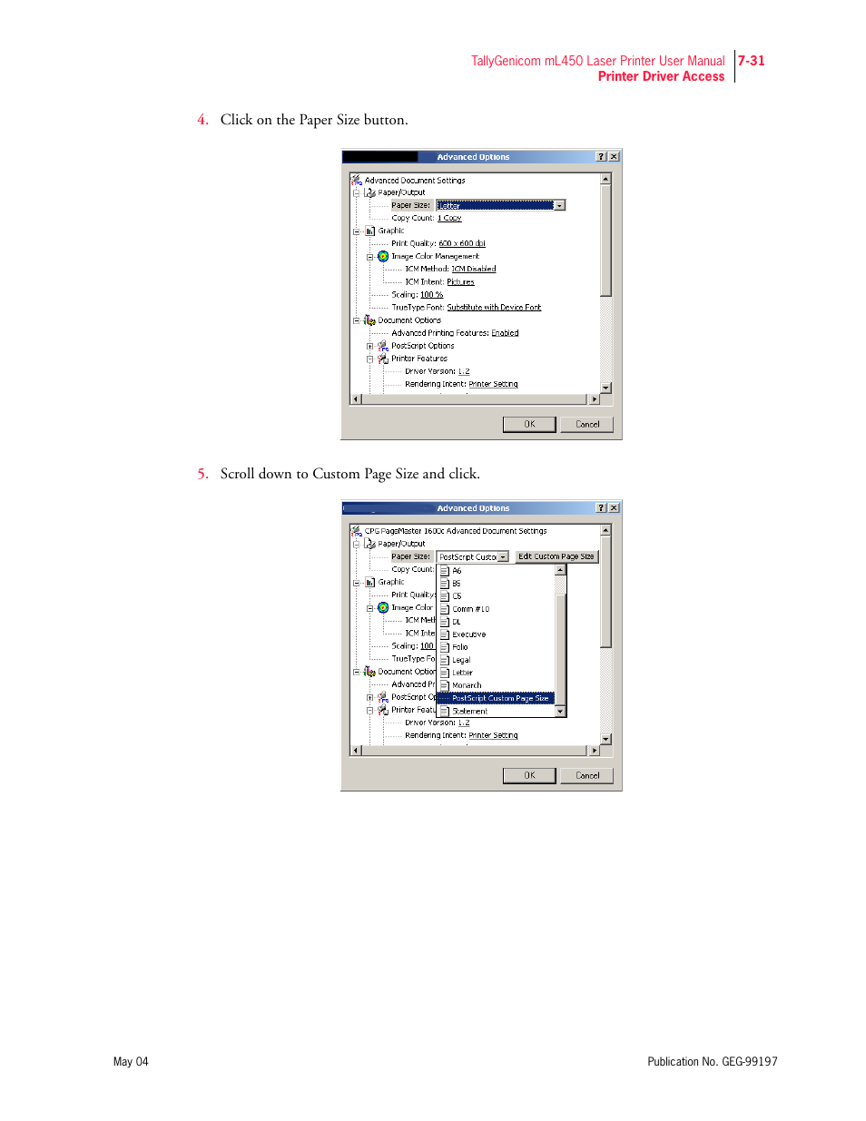 Tally Genicom mL450 User Manual | Page 203 / 232