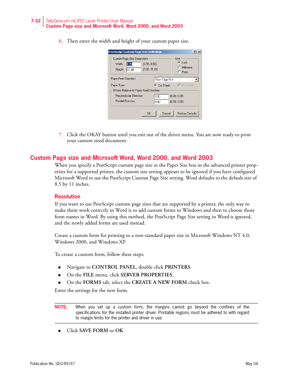 Resolution | Tally Genicom mL450 User Manual | Page 204 / 232