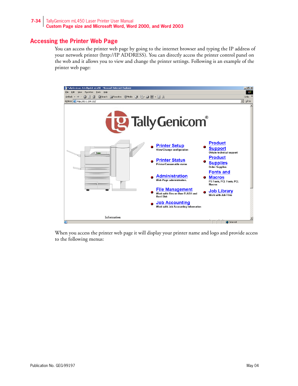 Tally Genicom mL450 User Manual | Page 206 / 232