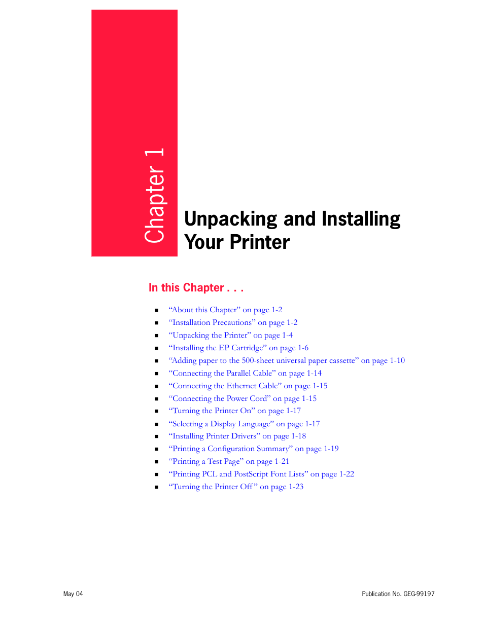 Unpacking and installing your printer, Chapter 1 | Tally Genicom mL450 User Manual | Page 21 / 232