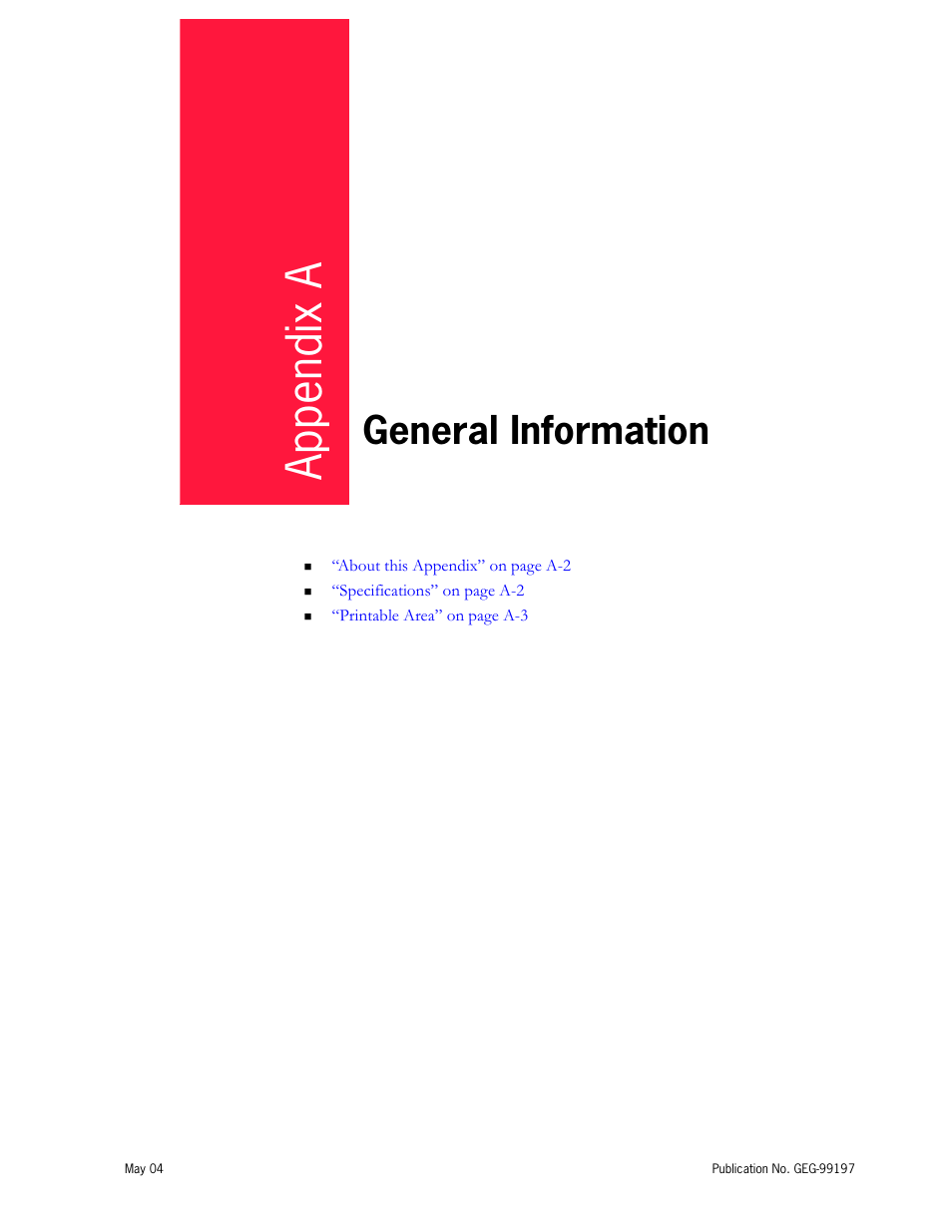 General information, Appendix a | Tally Genicom mL450 User Manual | Page 219 / 232