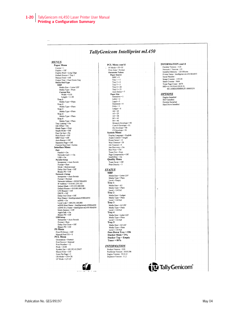 Tally Genicom mL450 User Manual | Page 40 / 232