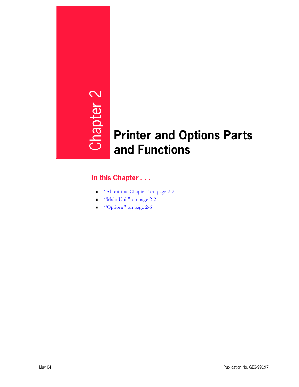 Printer and options parts and functions, Chapter 2 | Tally Genicom mL450 User Manual | Page 45 / 232