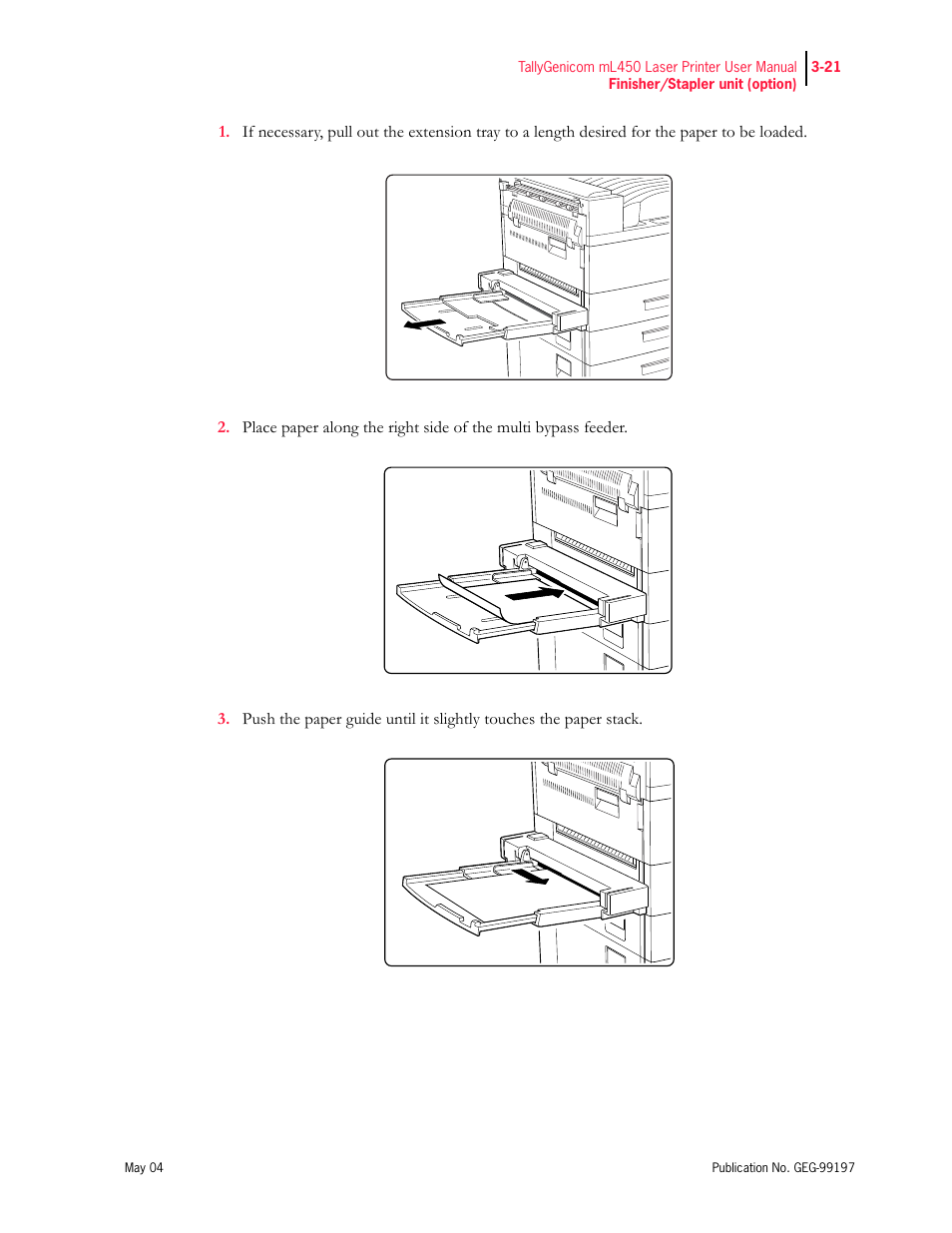 Tally Genicom mL450 User Manual | Page 73 / 232