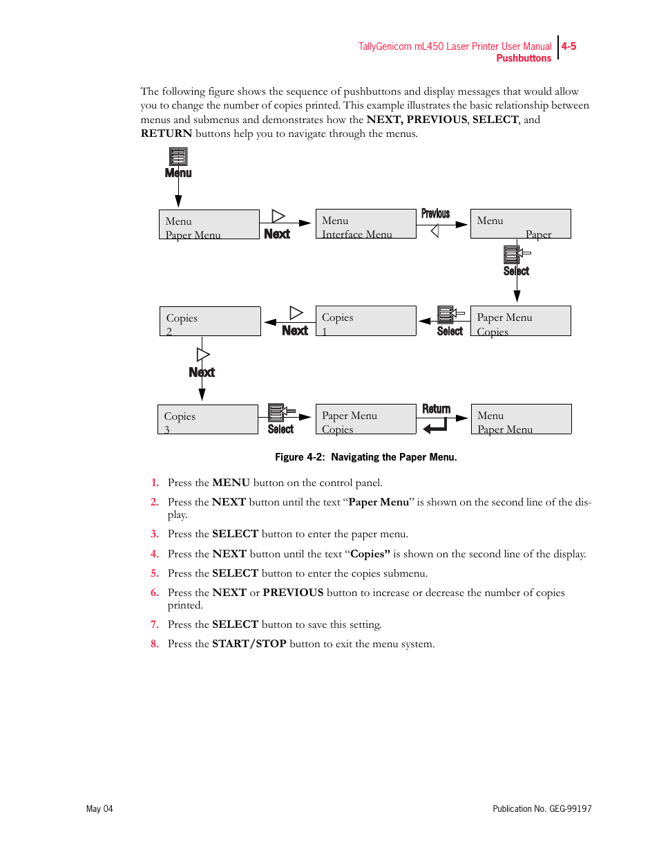 Tally Genicom mL450 User Manual | Page 87 / 232