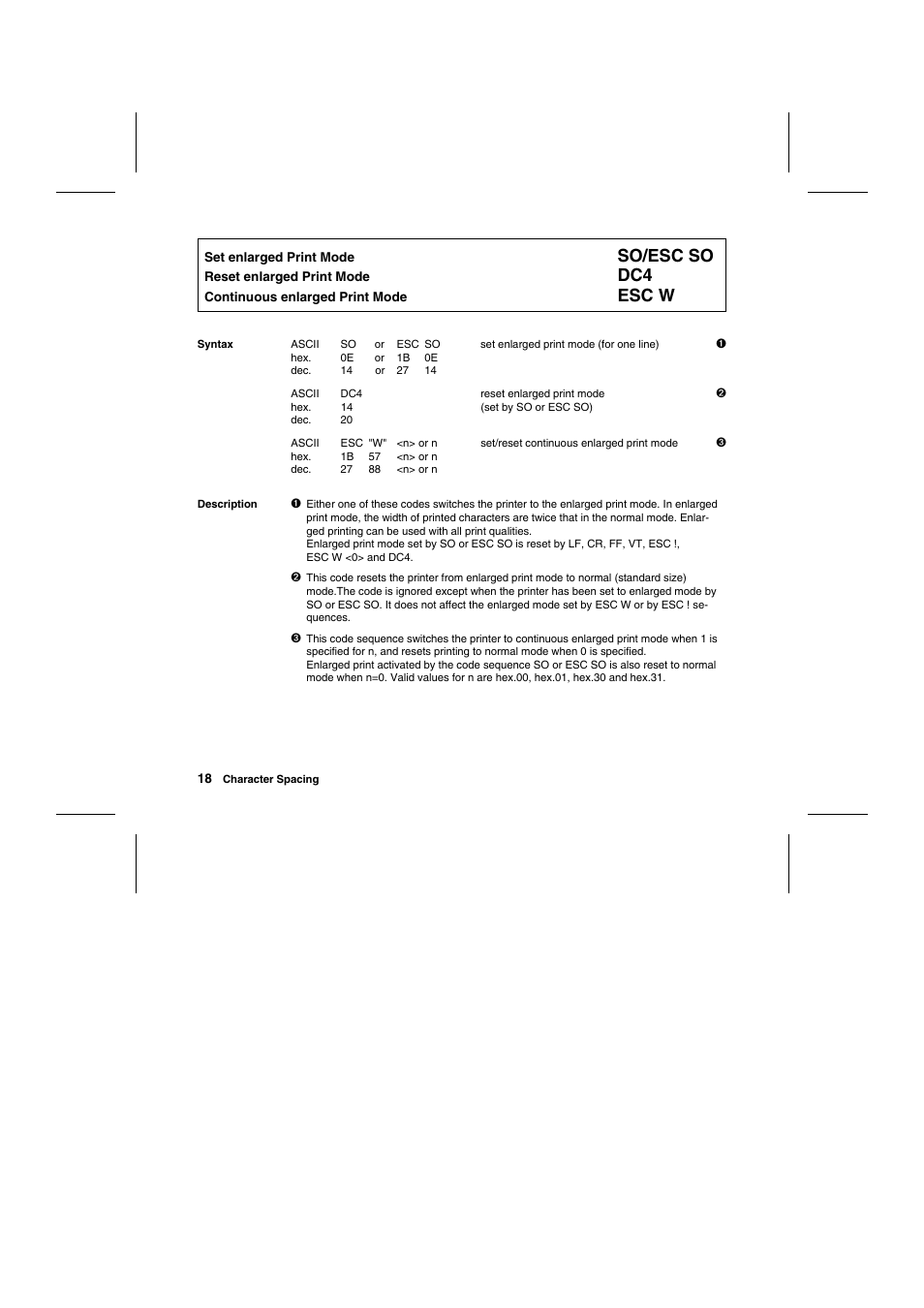 So/esc so, Esc w | Tally Genicom Matrix Printer User Manual | Page 101 / 409