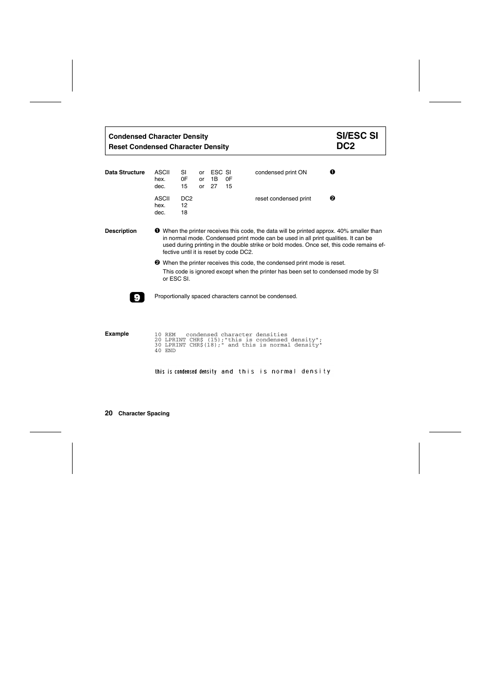 Si/esc si | Tally Genicom Matrix Printer User Manual | Page 103 / 409