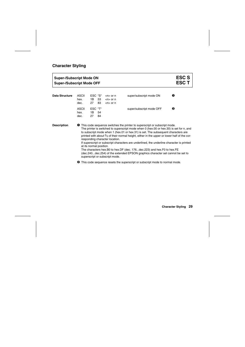 Esc s, Esc t | Tally Genicom Matrix Printer User Manual | Page 112 / 409