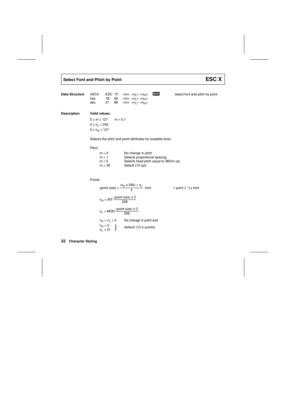 Esc x | Tally Genicom Matrix Printer User Manual | Page 115 / 409
