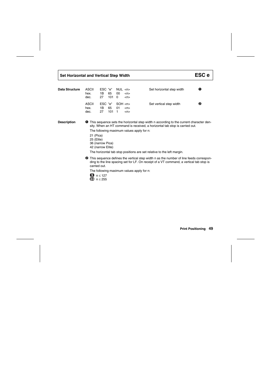 Esc e | Tally Genicom Matrix Printer User Manual | Page 132 / 409