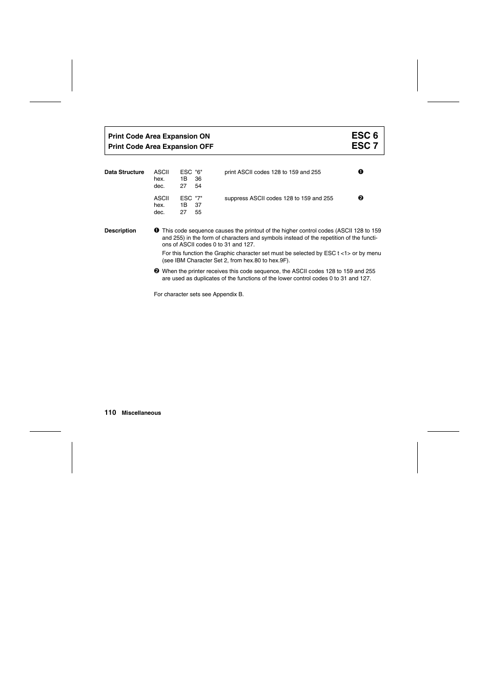 Esc 6, Esc 7 | Tally Genicom Matrix Printer User Manual | Page 193 / 409