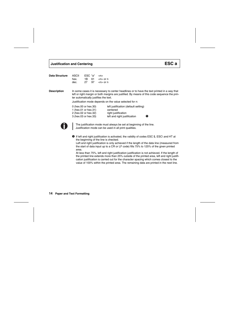 Esc a | Tally Genicom Matrix Printer User Manual | Page 97 / 409