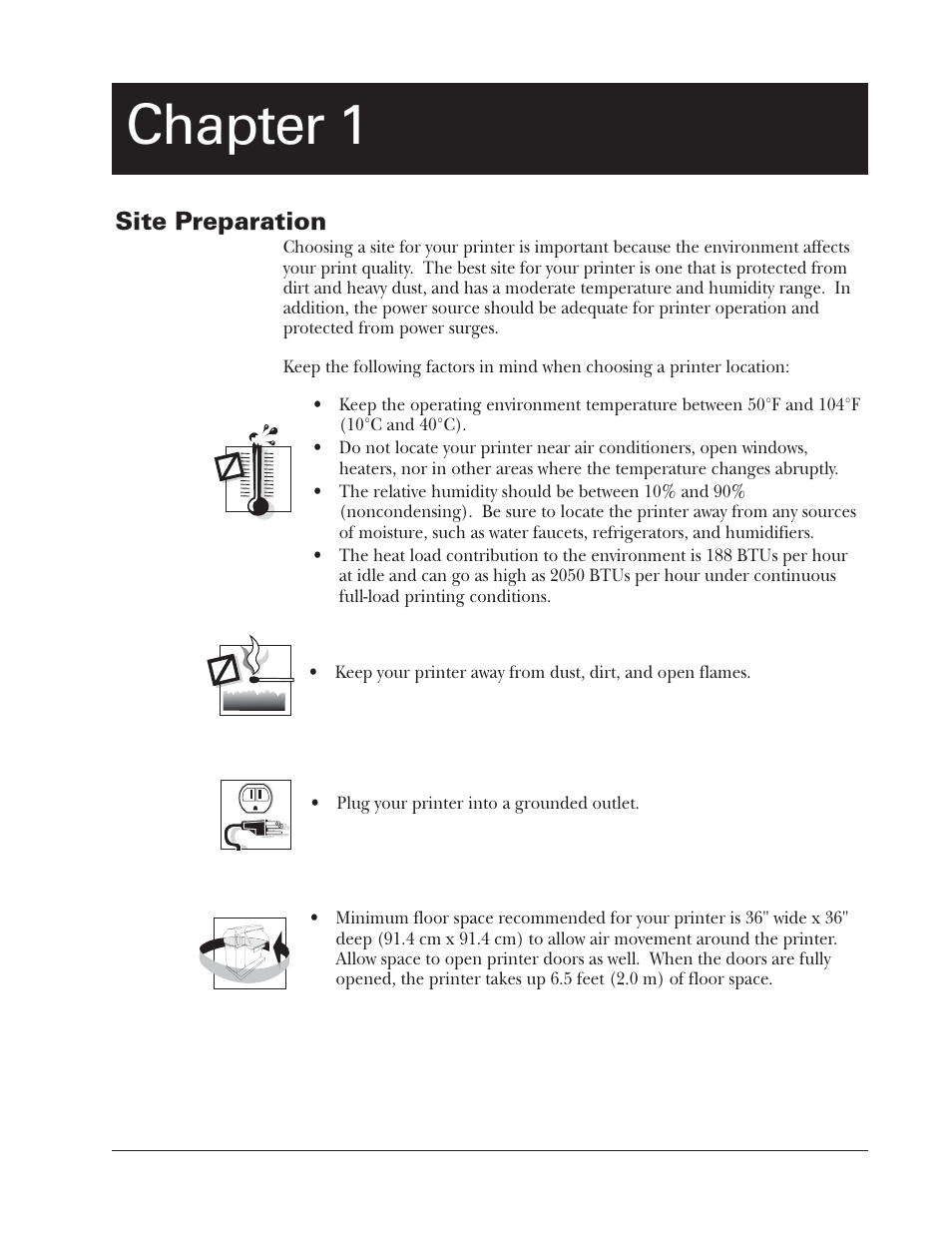 Chapter 1, Site preparation | Tally Genicom 2900 User Manual | Page 11 / 84