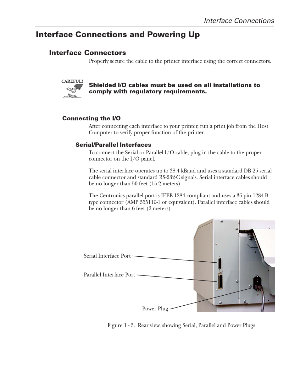 Interface connections and powering up | Tally Genicom 2900 User Manual | Page 13 / 84