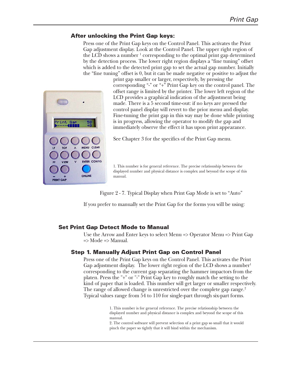 Chapter 2: loading paper and printing, Print gap | Tally Genicom 2900 User Manual | Page 27 / 84