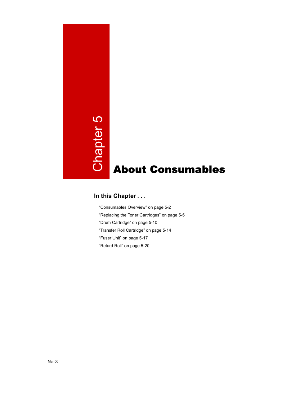 About consumables, Chapter 5 | Tally Genicom Intelliprint 8026DN User Manual | Page 119 / 260