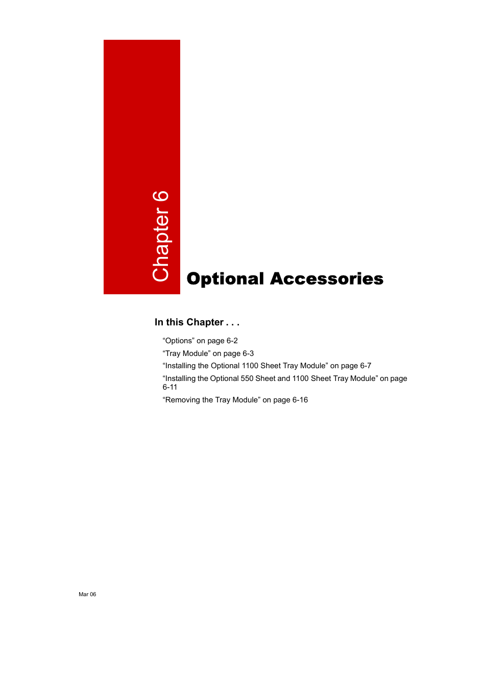 Optional accessories, Chapter 6 | Tally Genicom Intelliprint 8026DN User Manual | Page 141 / 260