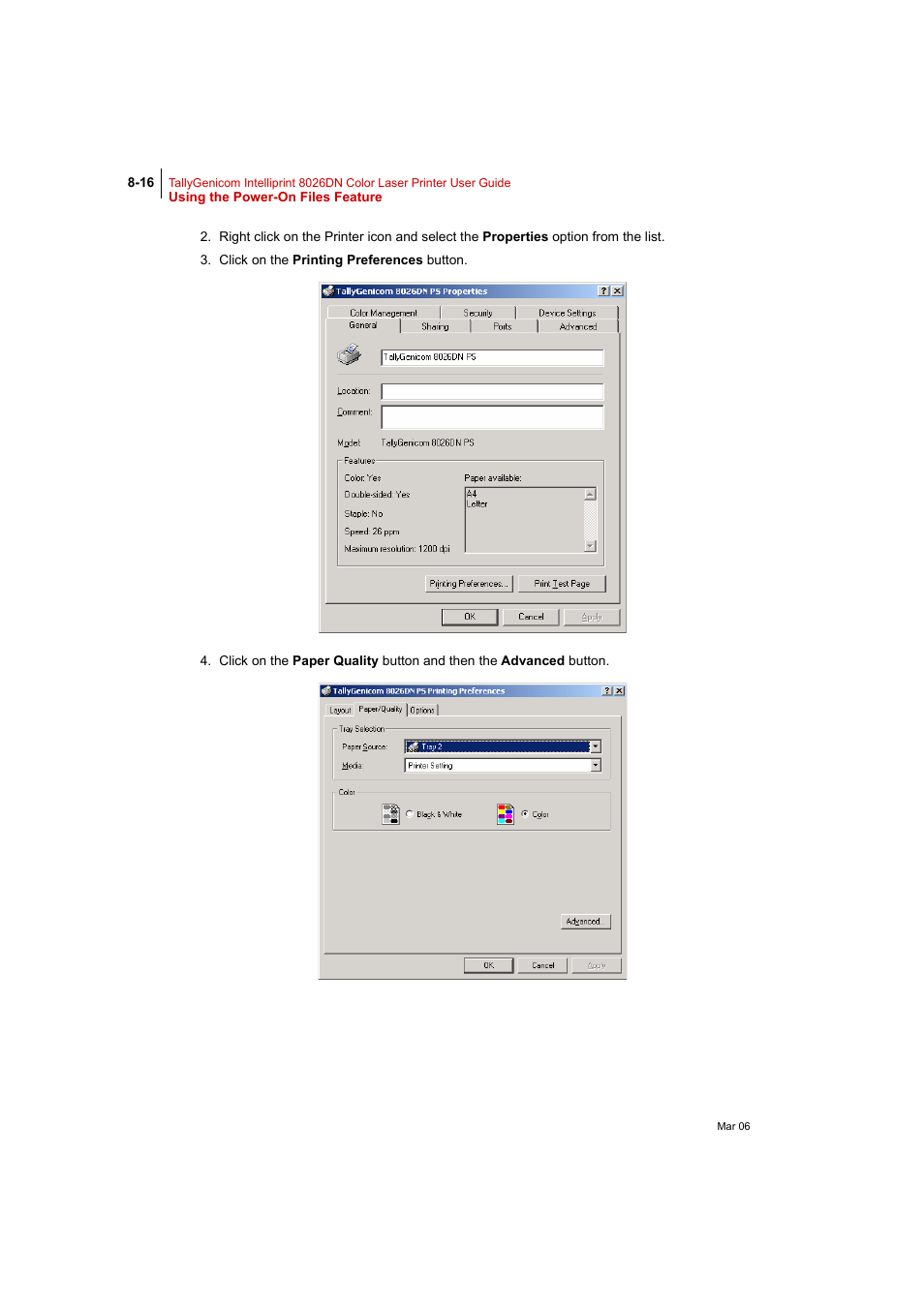 Tally Genicom Intelliprint 8026DN User Manual | Page 216 / 260
