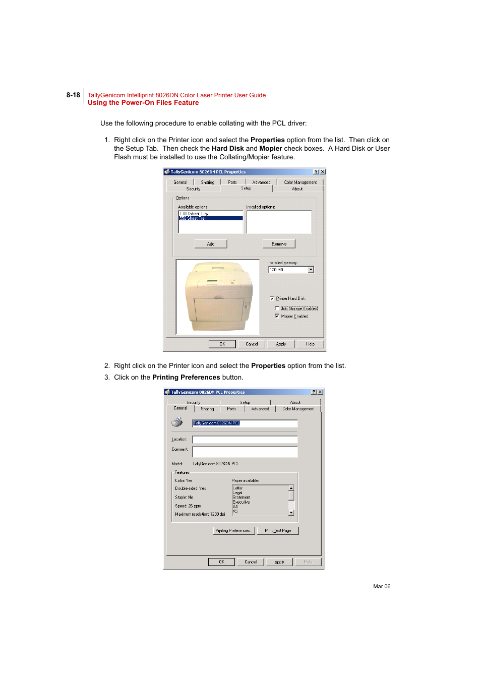 Tally Genicom Intelliprint 8026DN User Manual | Page 218 / 260
