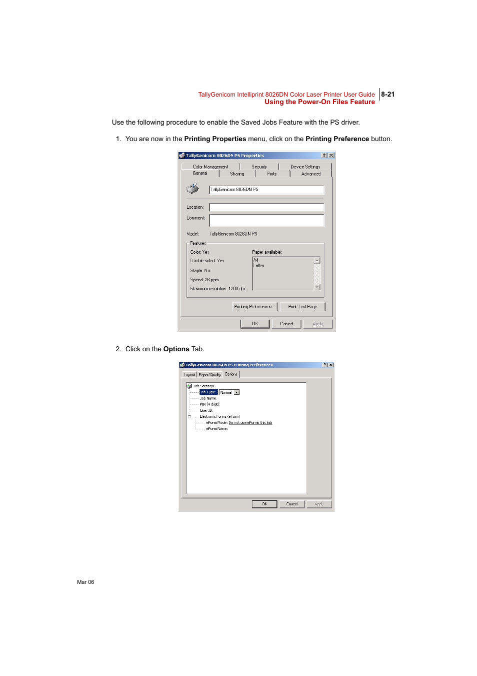 Tally Genicom Intelliprint 8026DN User Manual | Page 221 / 260