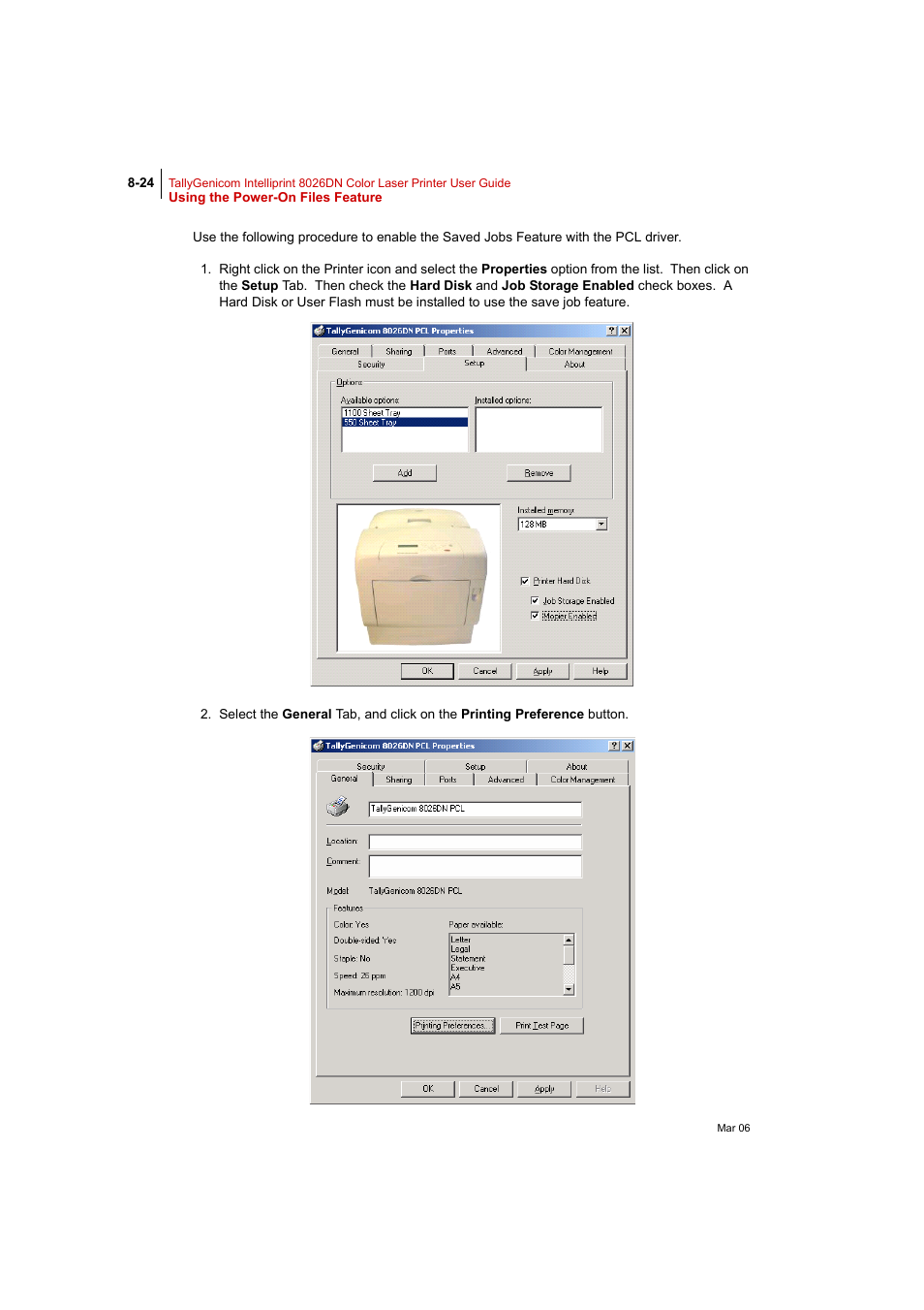 Tally Genicom Intelliprint 8026DN User Manual | Page 224 / 260