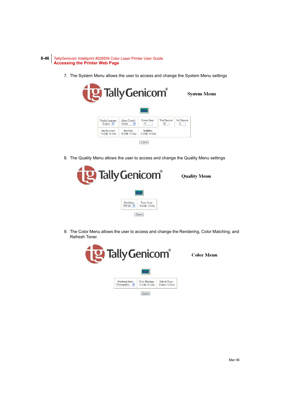 Tally Genicom Intelliprint 8026DN User Manual | Page 246 / 260