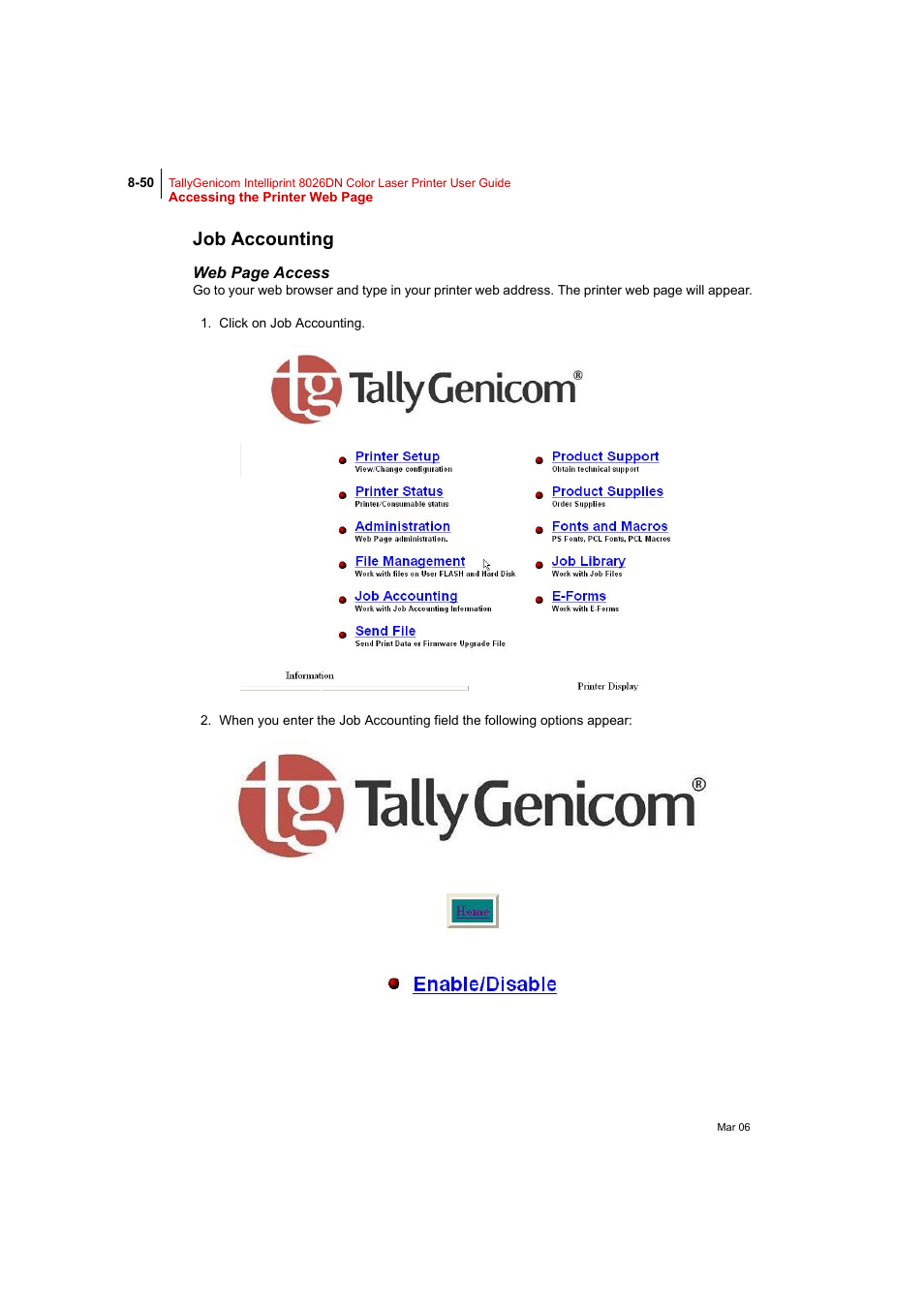 Job accounting | Tally Genicom Intelliprint 8026DN User Manual | Page 250 / 260